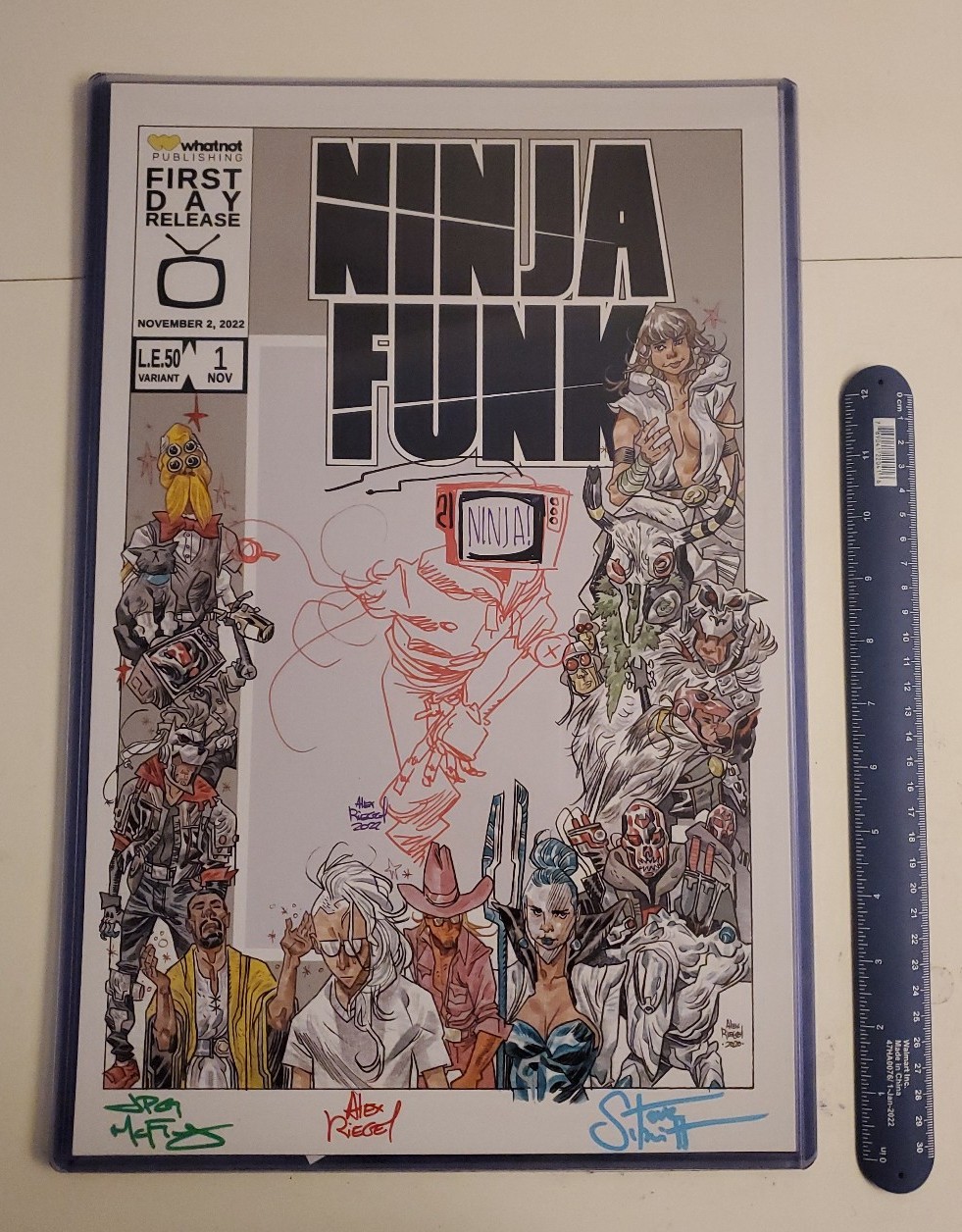 Ninja Funk LE 50 11 X 17 Art Print Schuitt, JPG, Reigel sign & JPG Sketch w/COA