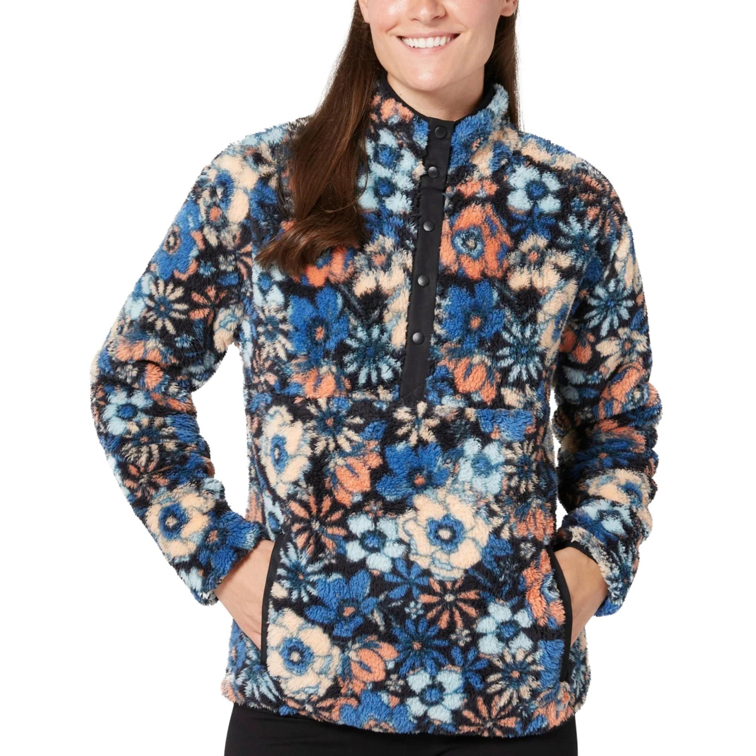 NWT Hurley Women's Snap Super Soft Plush Fleece Sweatshirt Pullover Top