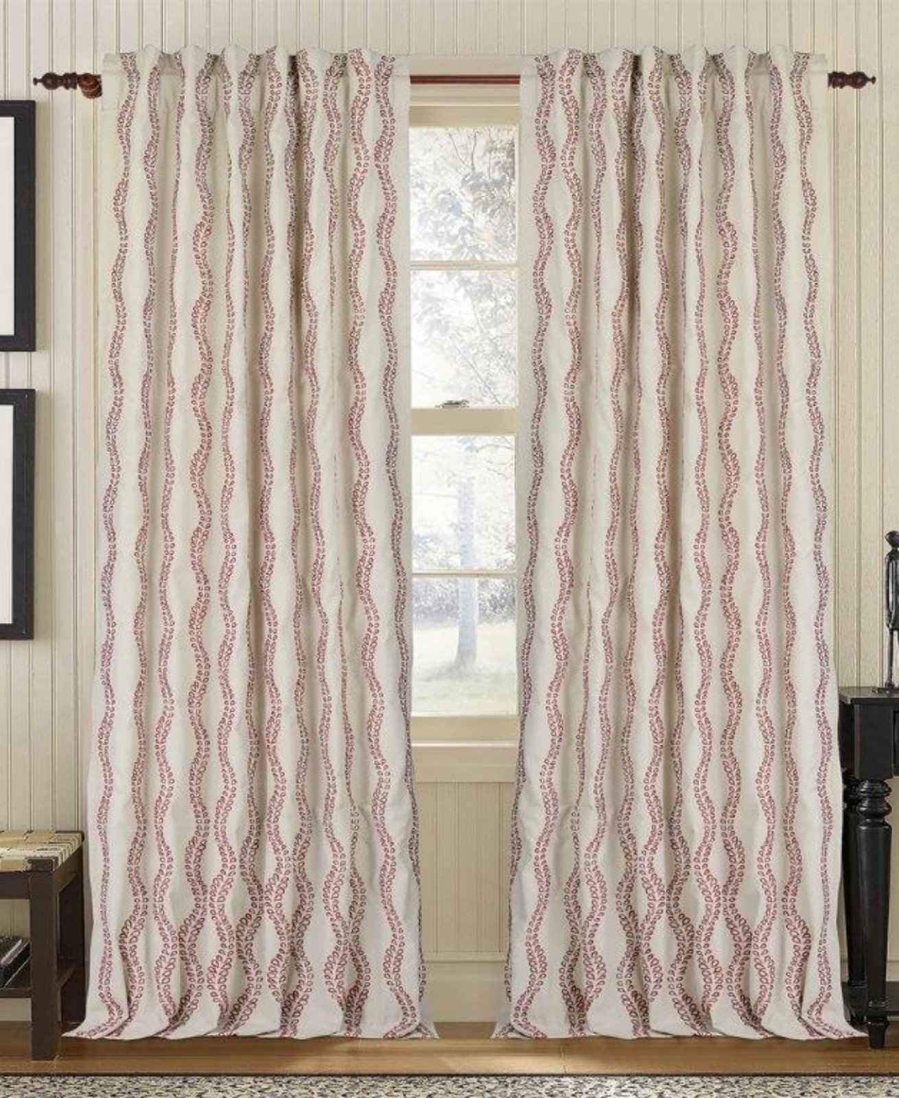Embroidered Drape (50 W x 96 L) Natural(Light Brown)