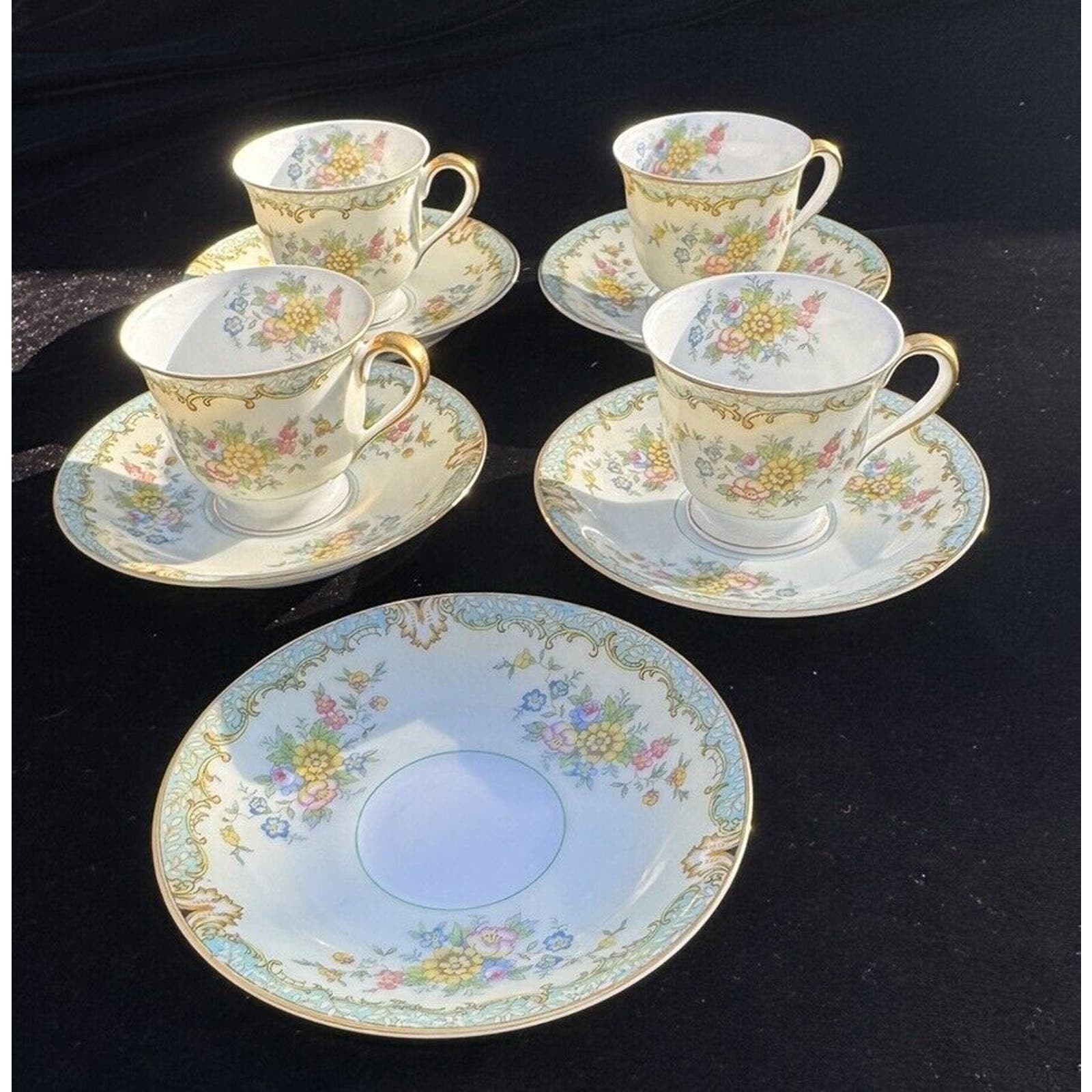 Stunning Noritake Lanare #89485 Demitasse Cups & Saucers 4 Cups & 5 Saucers -N2