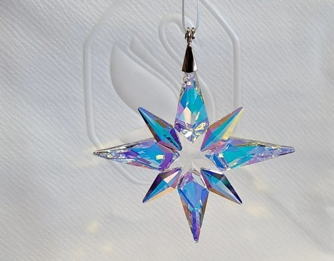New In Box Swarovski Crystal Christmas Star Ornament Aurora Borealis #5464868