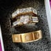 Wedding Ring Set Gold Tone CZ Heart Engagement Ring, Eternity Band & Men’s Band