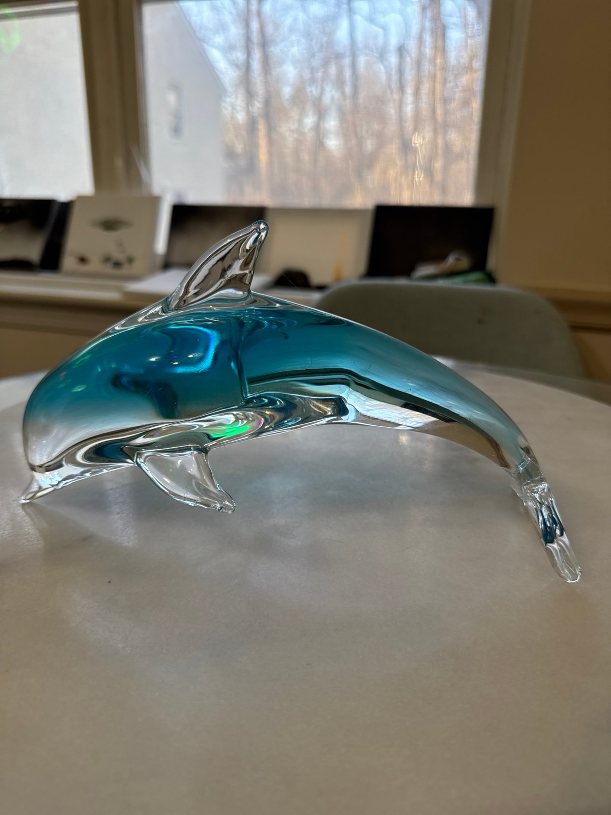 Blue glass dolphin