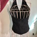 Vintage Beaded Black Halter Top