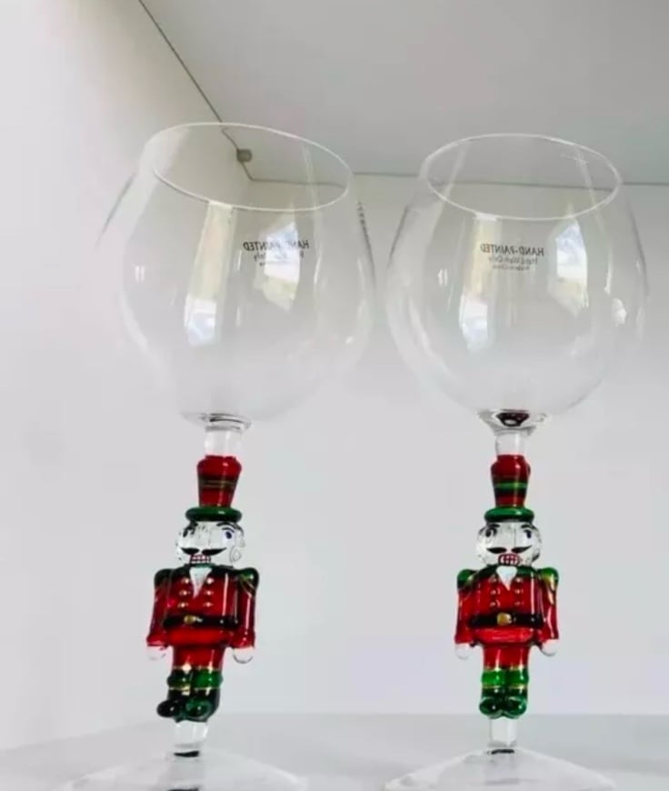 Christmas Nutcracker wine glasses set of 2
