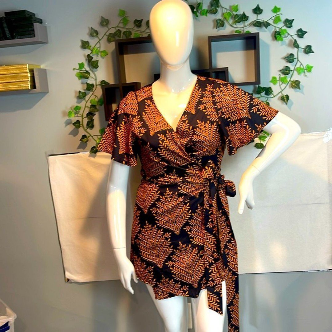 Cupshe Boho Blue Tropical Print Butterfly Sleeved Mini Romper Size L RefCPS001