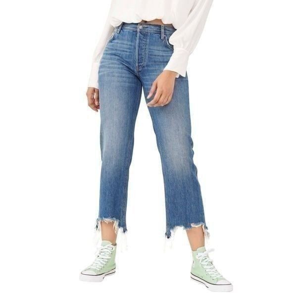 Free People Maggie Mid-Rise Straight Leg Bondi Blue size 27 cropped