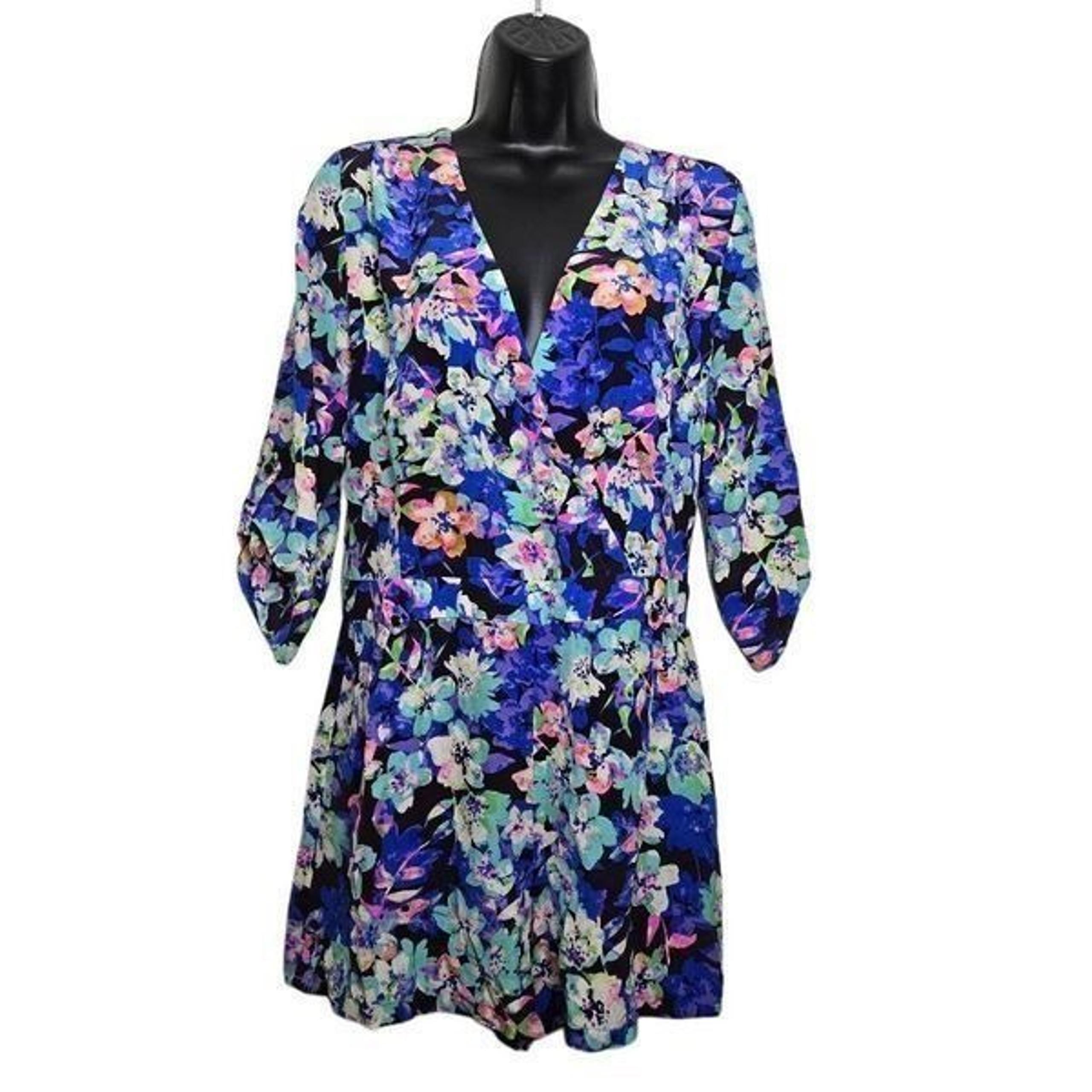 Yumi Kim Romper Silk Floral Blue Pink Shorts Size Medium