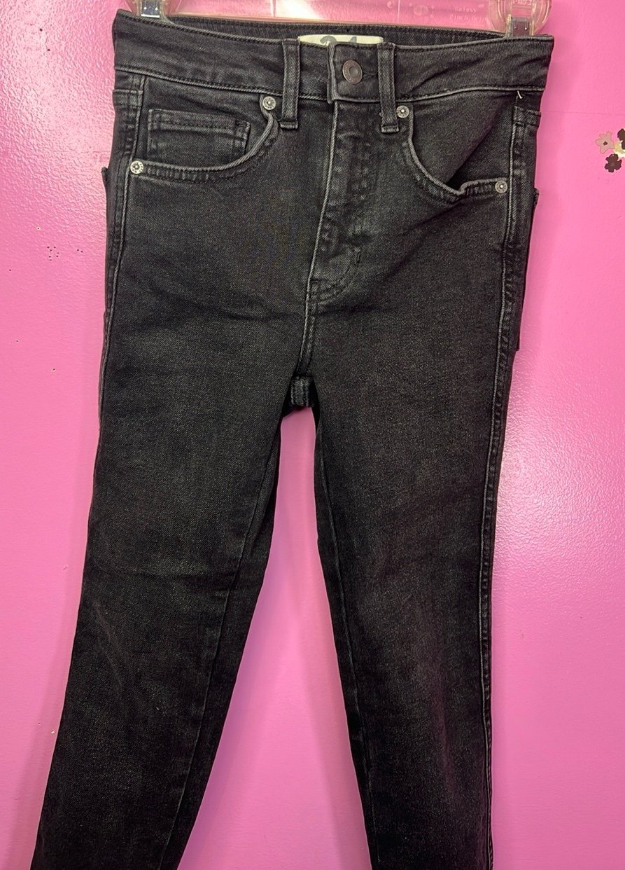 Free People We The Free stretchy skinny black jeans with raw hem size 24
