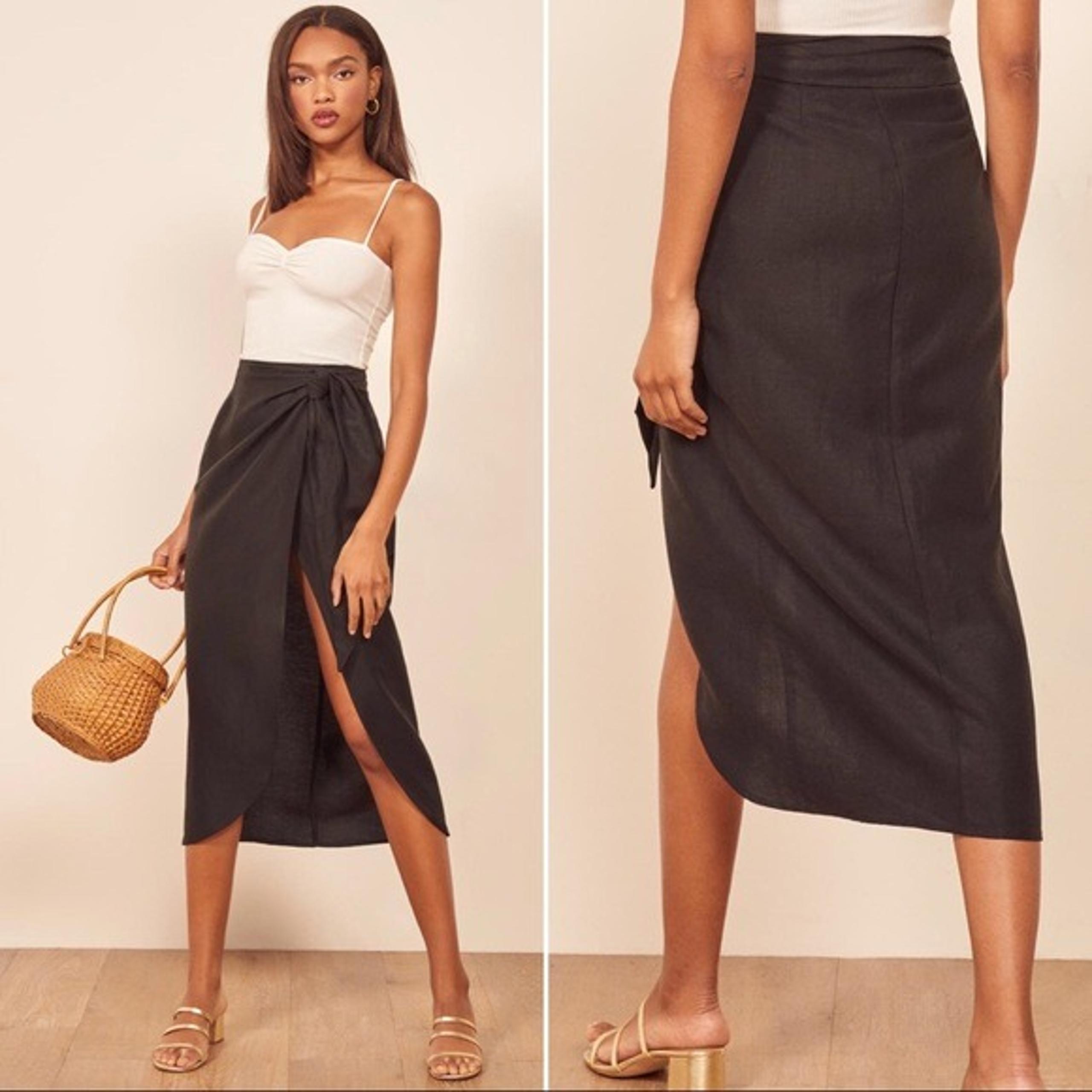 Linen Citron Midi Wrap Skirt - Reformation