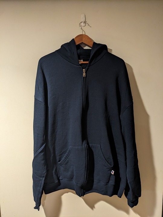 Vintage 90s Russell Athletic Blue X-Large Full Zip Hoodie