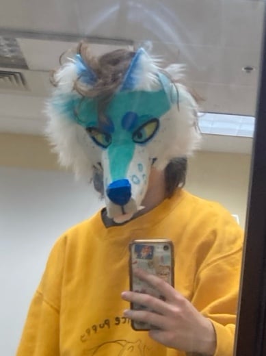 blue fursuit mask