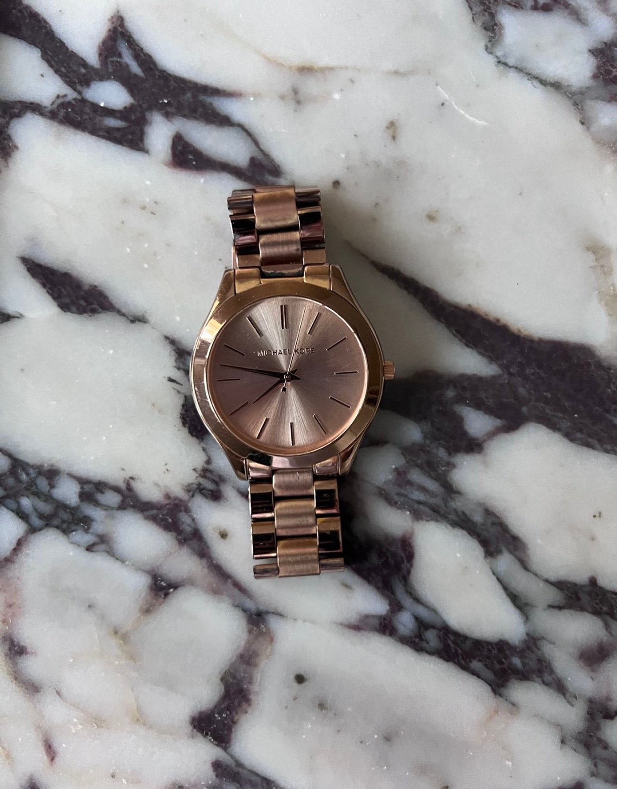 michael kors watch runway rose gold