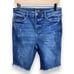 Judy Blue Women's Large Salma Hi-Rise Dark Wash Fray Hem Bermuda Shorts Stretch