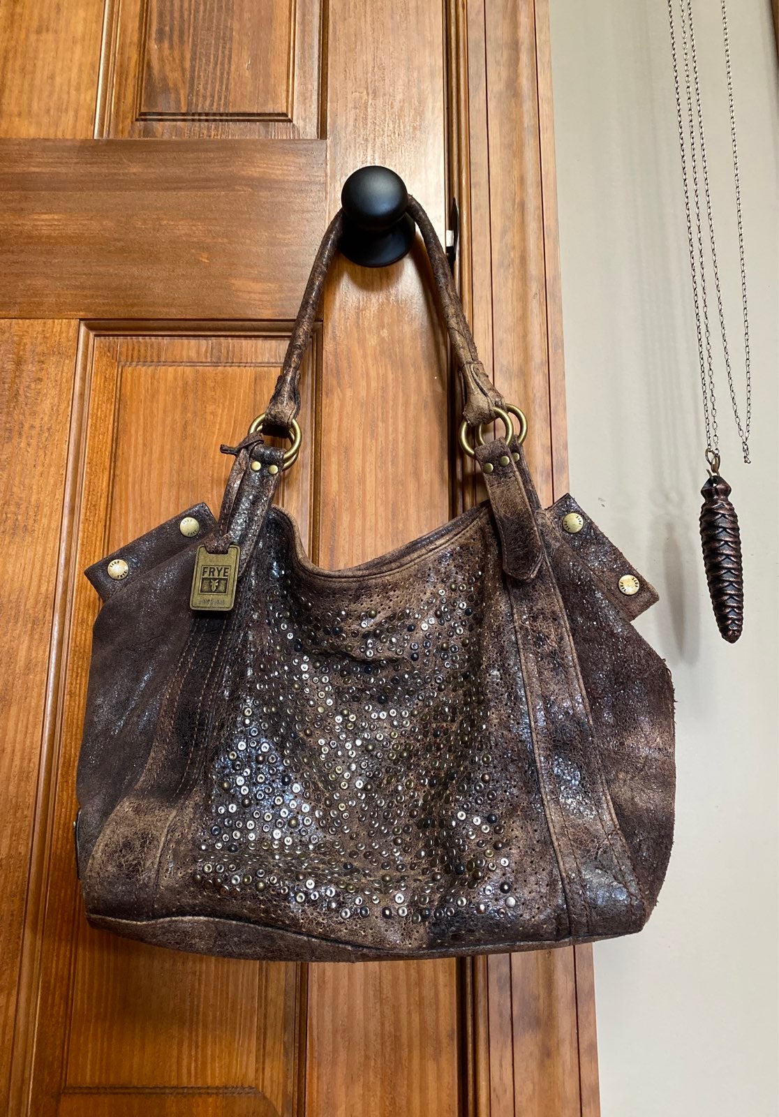Frye Deborah Distressed Stud Tote Bag