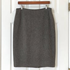 Lauren Ralph Lauren Wool Blend Knit Mid Waist Straight Knee Length Skirt Gray 8