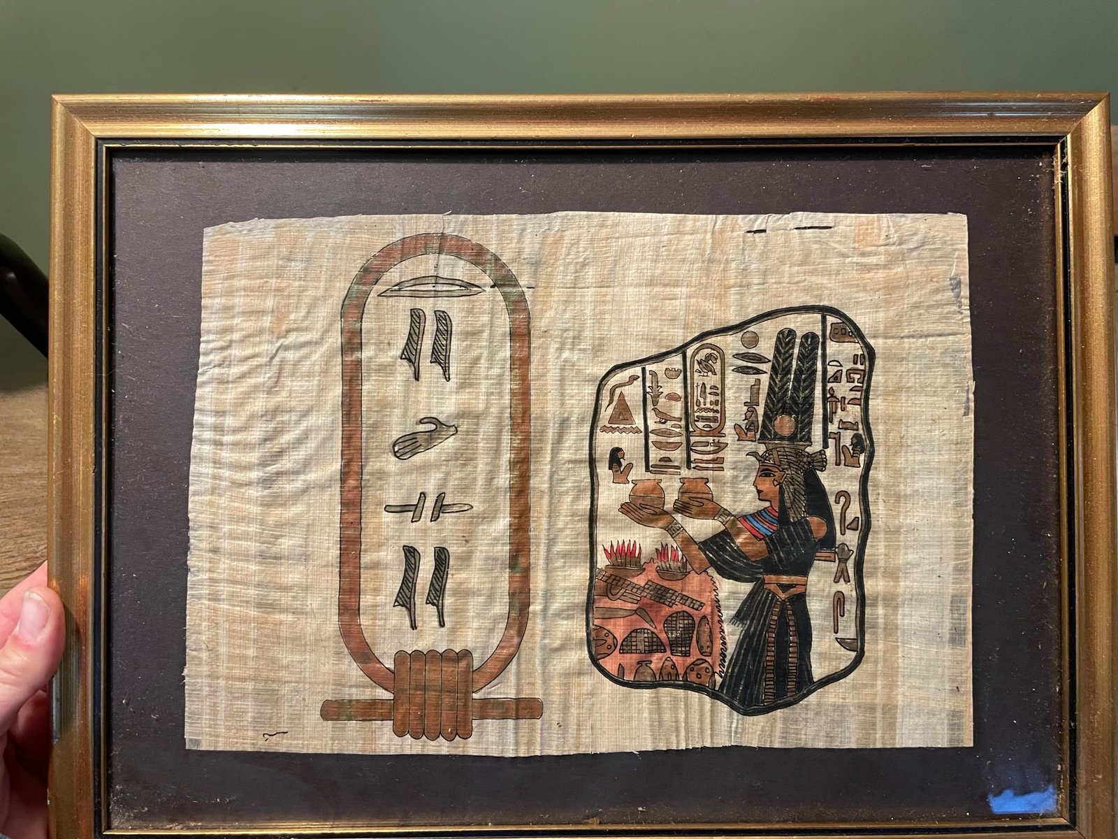 Framed Egyptian Papyrus Hand painted Art