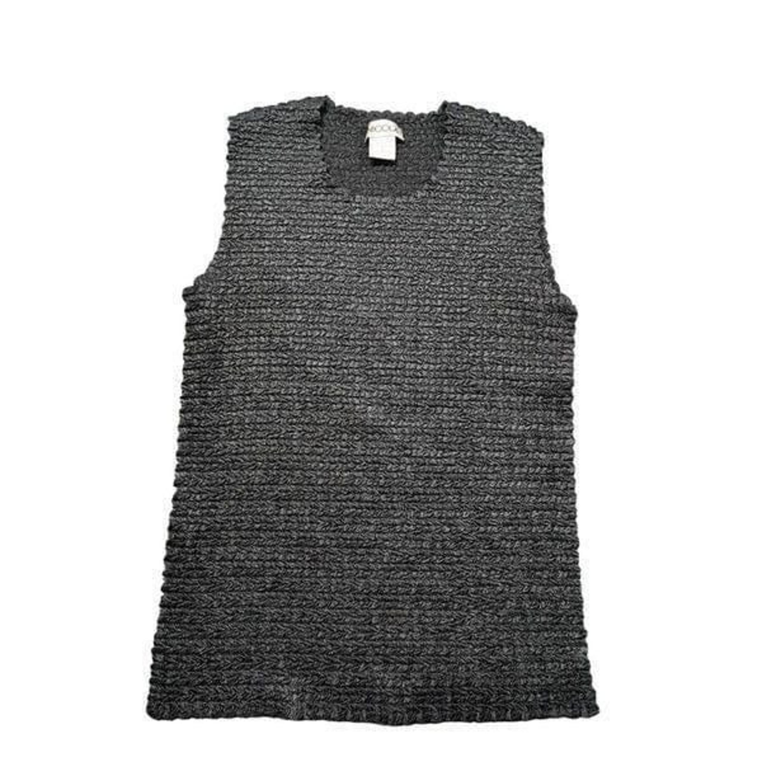 Nicola Tank Top  Black Sleeveless Textured Stretch Women's Large