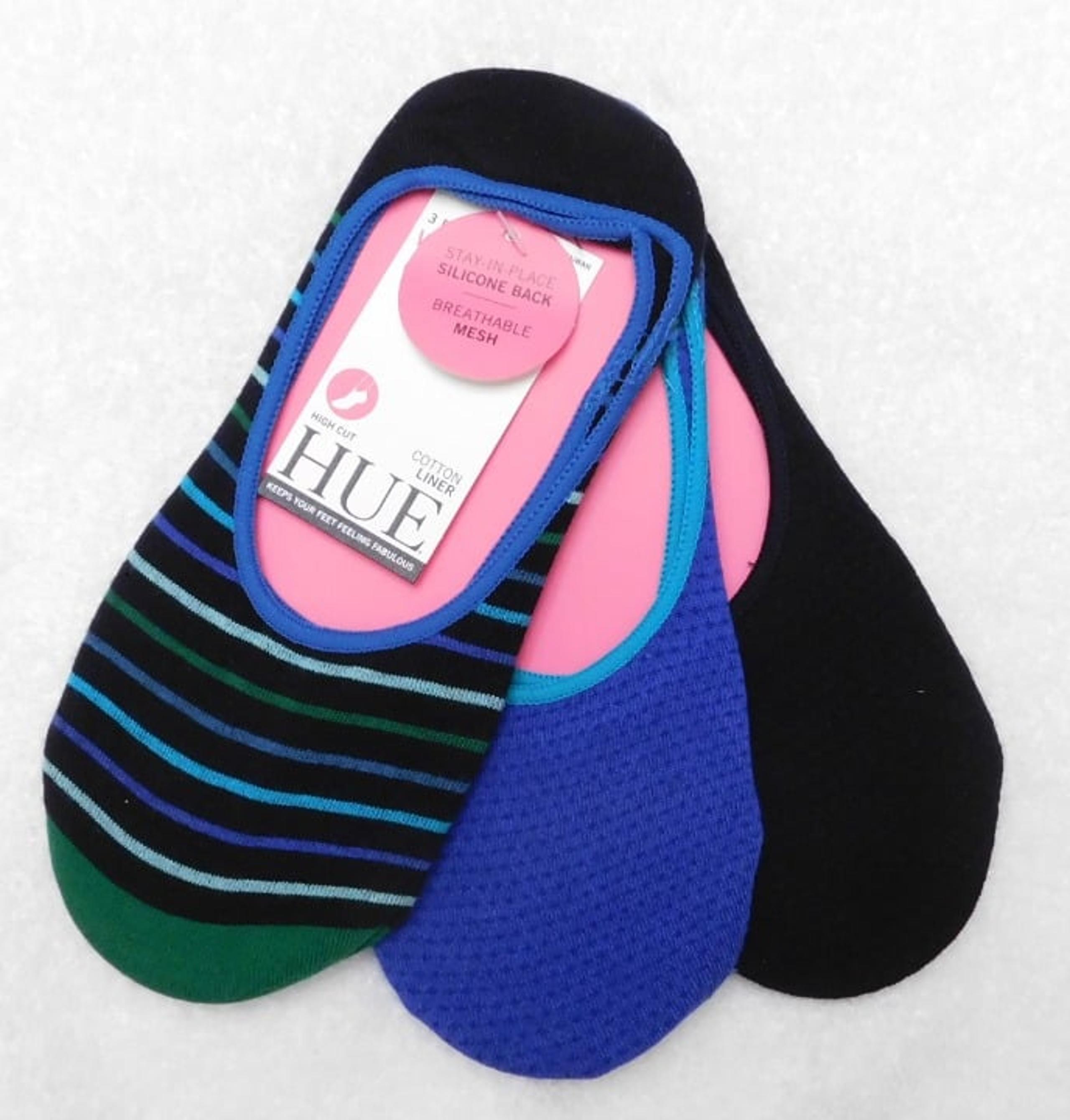 F166 Hue Blue Mixed Women's 3-Pk. High-Cut Liner Socks - 1 Size