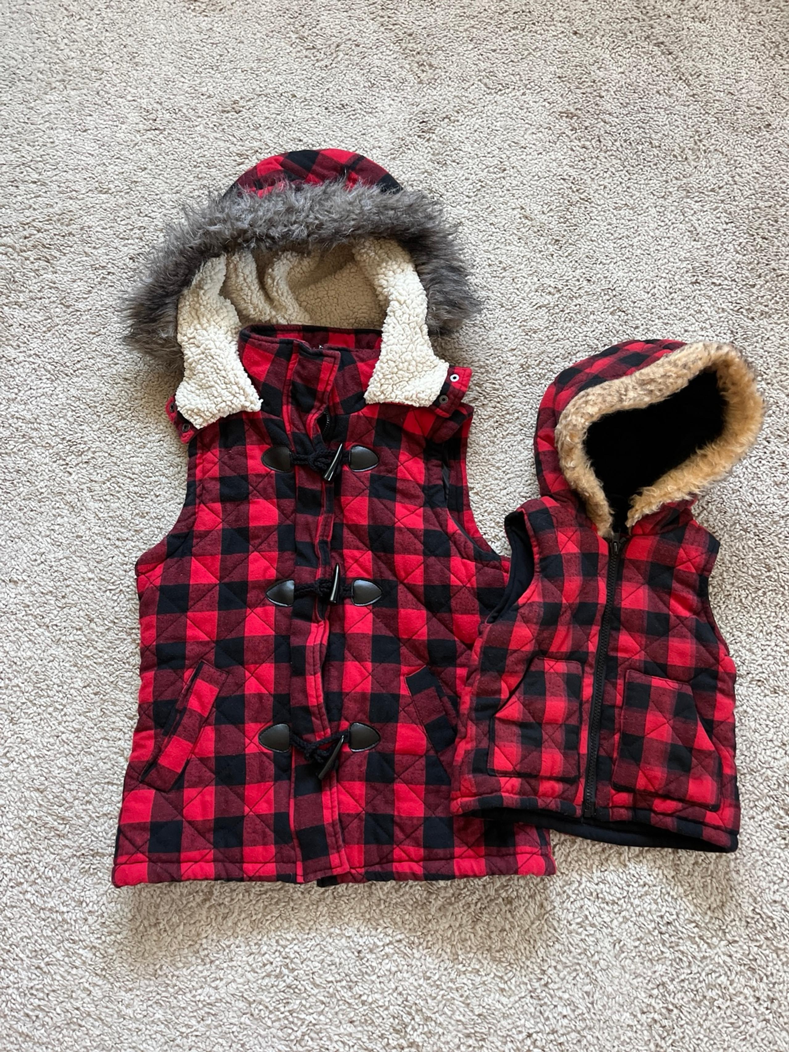Mommy & Me Buffalo Plaid Vest Set Sizes S and 2-3T