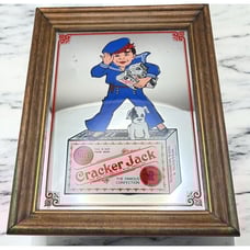 Vintage Cracker Jack Mirror Retro Wall Art Advertising Carnival Prize Wood Frame