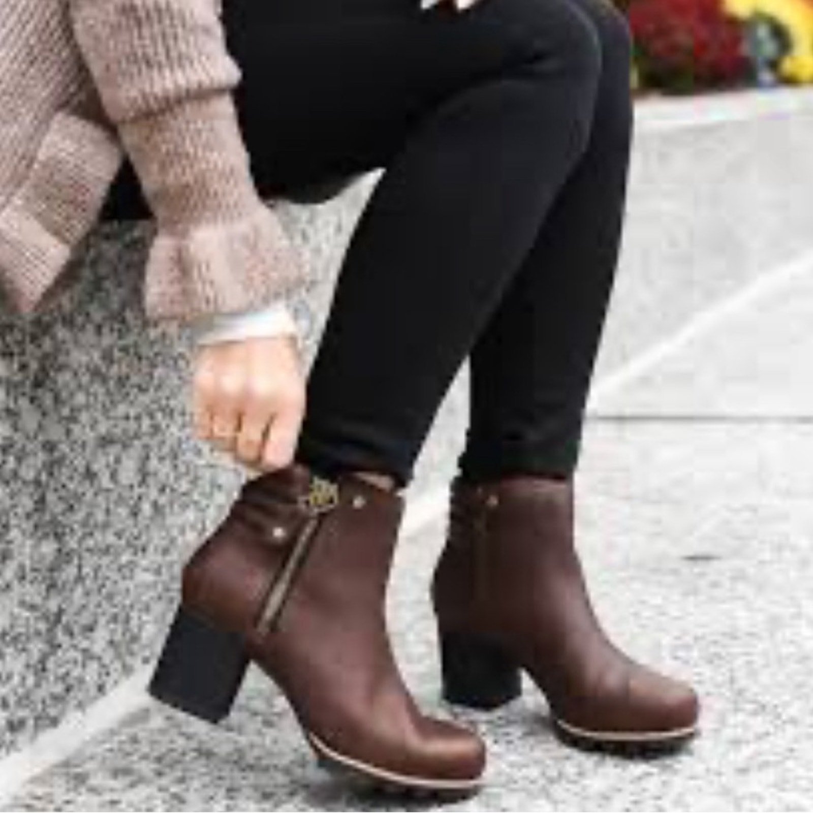Sorel -women’s Danica Moto Heeled Ankle boots brown Tabacco waterproof shoes 9.5