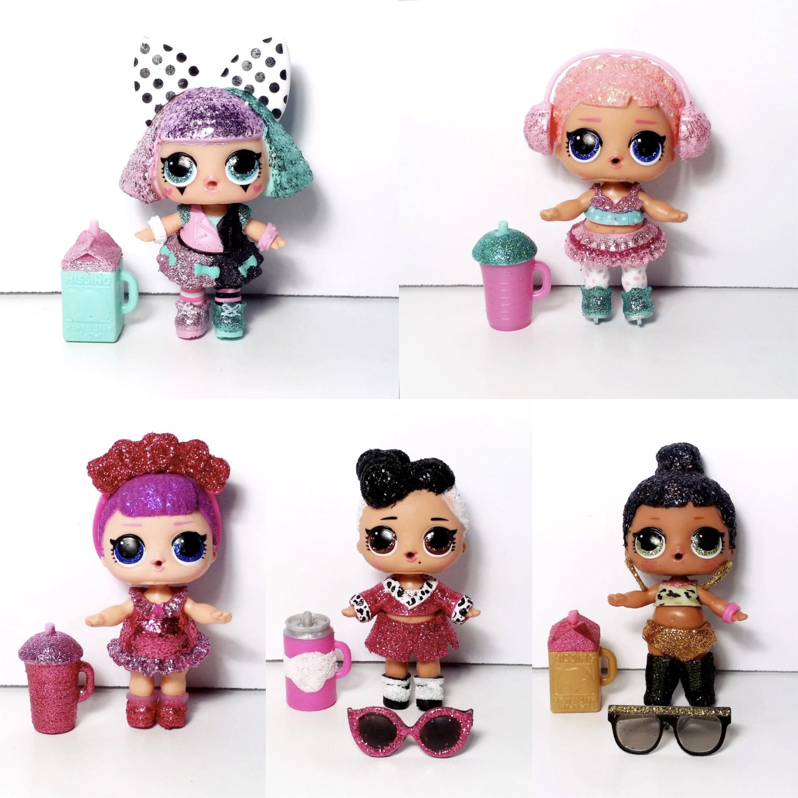 LOL Surprise Bling Series Lot of 5 Honey Pranksta Ice Baby Sister Dolls