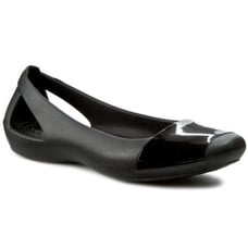 Crocs Sienna Shiny Comfort Slip On Breathable Flats in Black Size 6