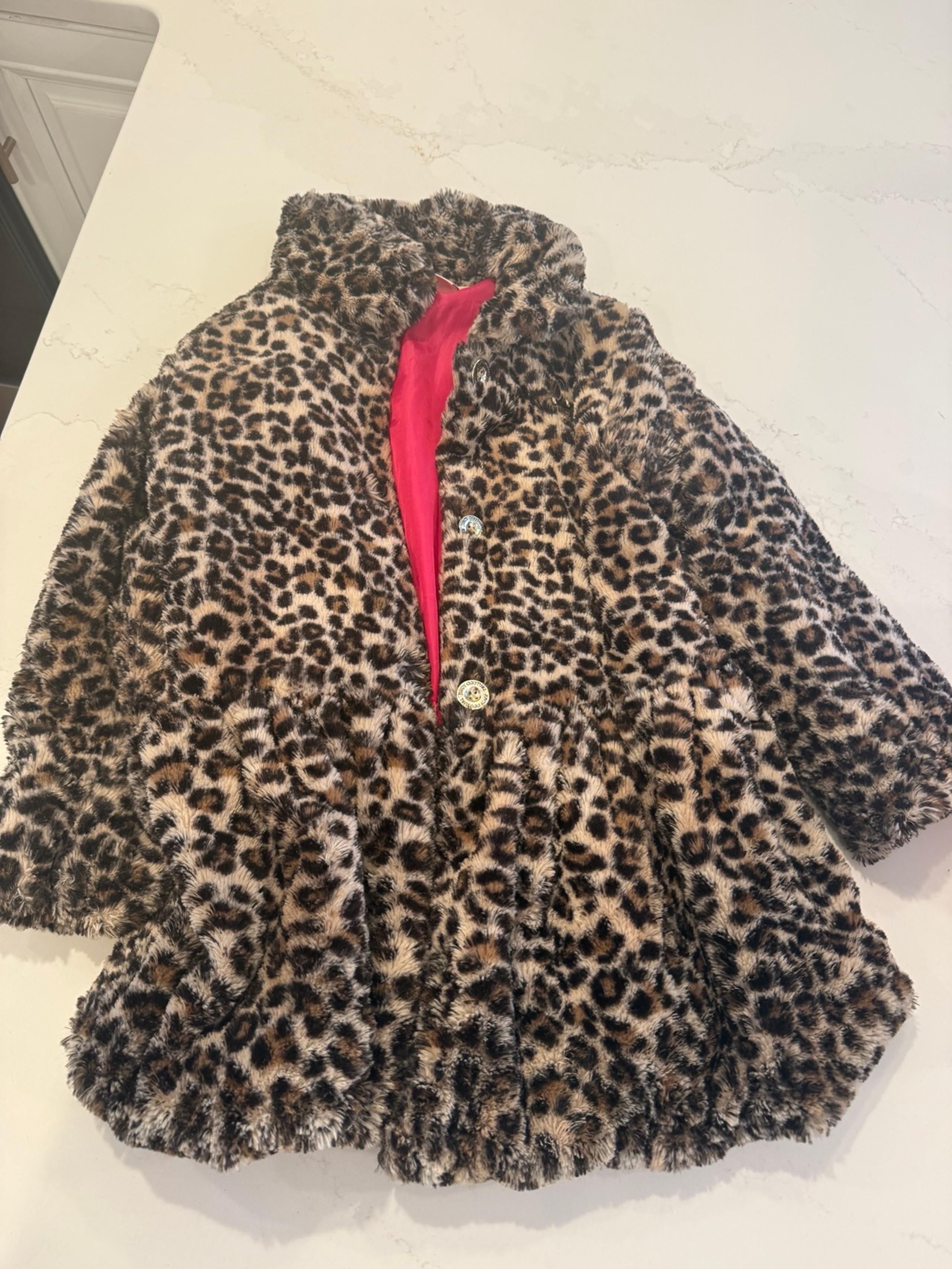 Girls Juicy Couture faux fur leopard animal print jacket coat size 7!