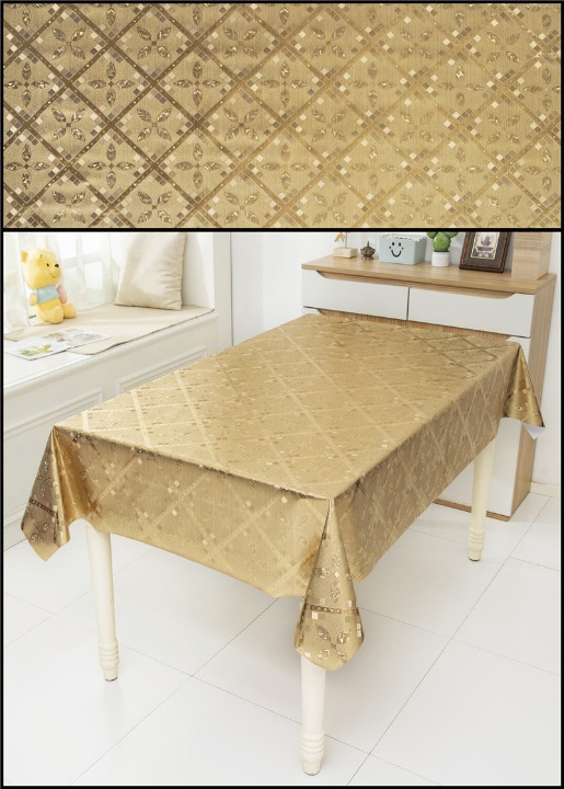 Gold and Silver Embossed 1m/1.37m/1.5m Width Vinyl PVC Table Cloth for Wedding B
