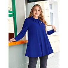 LARACE Cowl Neck women's Sweatshirt Top With Pocket Long Sleeve tunic size M