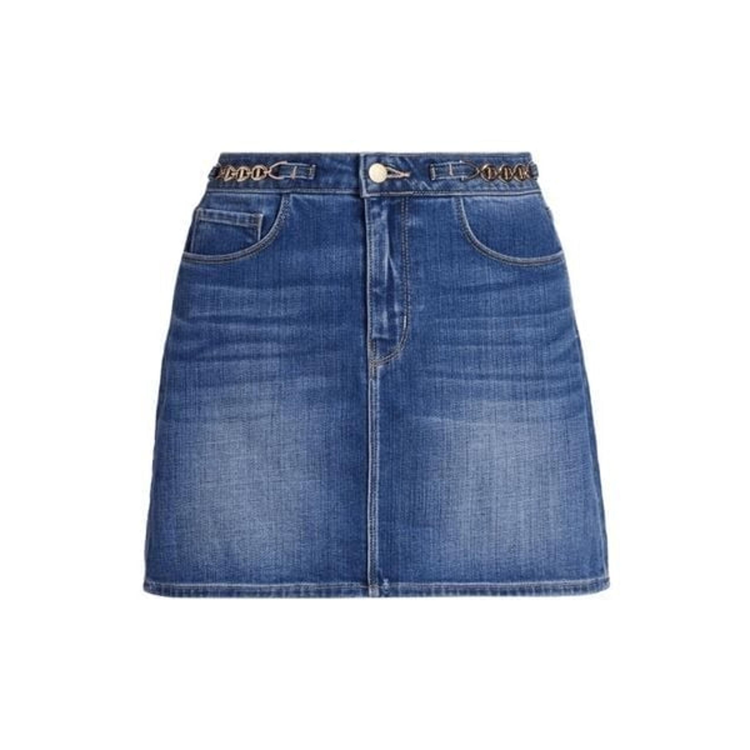 L'Agence Arlene Gold Chain Blue Denim Mini Skirt Size 31 Women's New