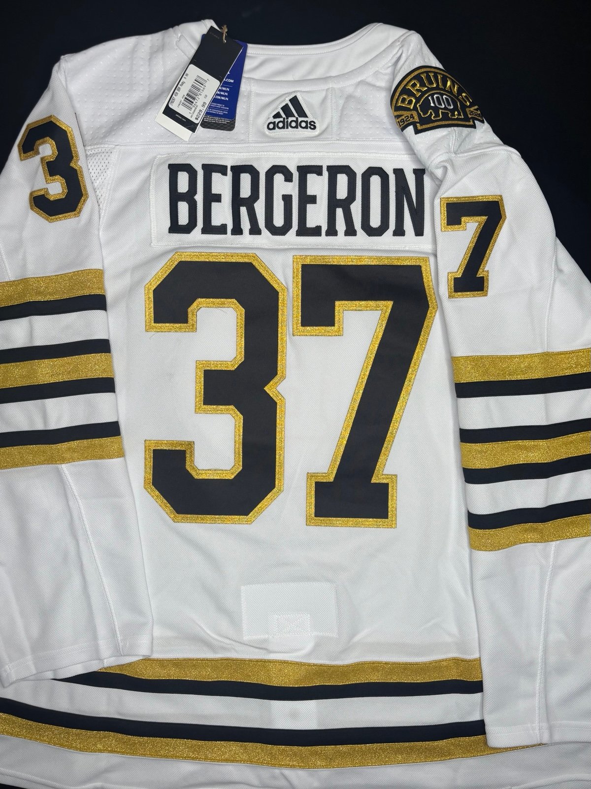 NWT Adidas Patrice Bergeron Boston Bruins AUTHENTIC Primegreen Centennial Sz 60