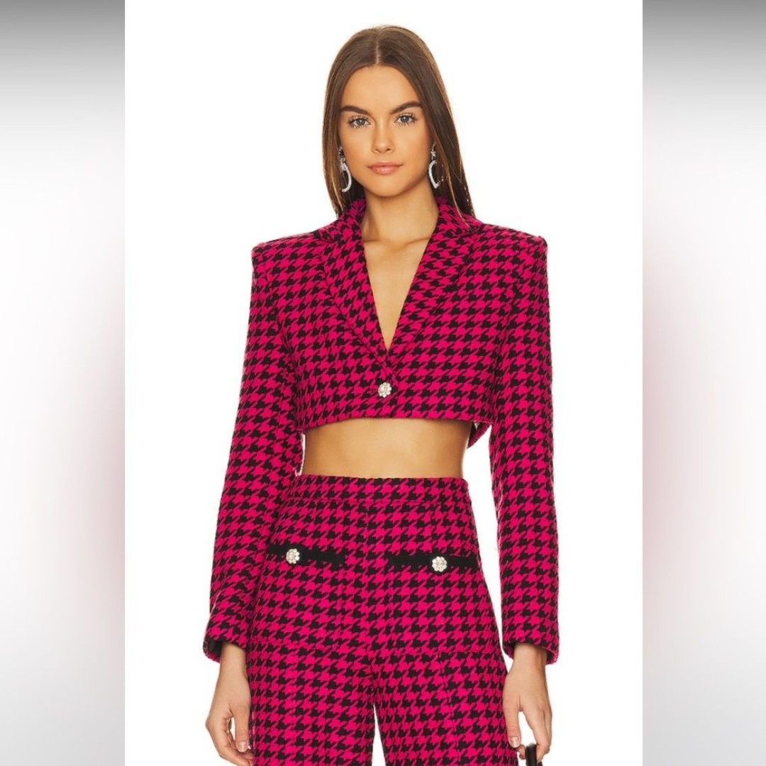 Lovers and Friends Nadia Cropped Jacket in Black & Pink NWT