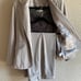 CAbi Mushroom/Gray top-stitch Suit (size 8) w/lace top (M) - favorite suit EVER