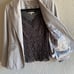 CAbi Mushroom/Gray top-stitch Suit (size 8) w/lace top (M) - favorite suit EVER