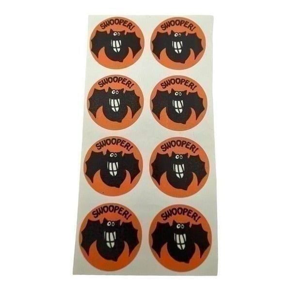 Vintage Scratch n Sniff 8 Stickers Halloween Swooper Bat Stinky Sticker