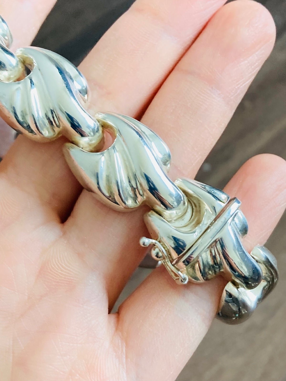 Super heavy IBB 925 Italy modernist bracelet