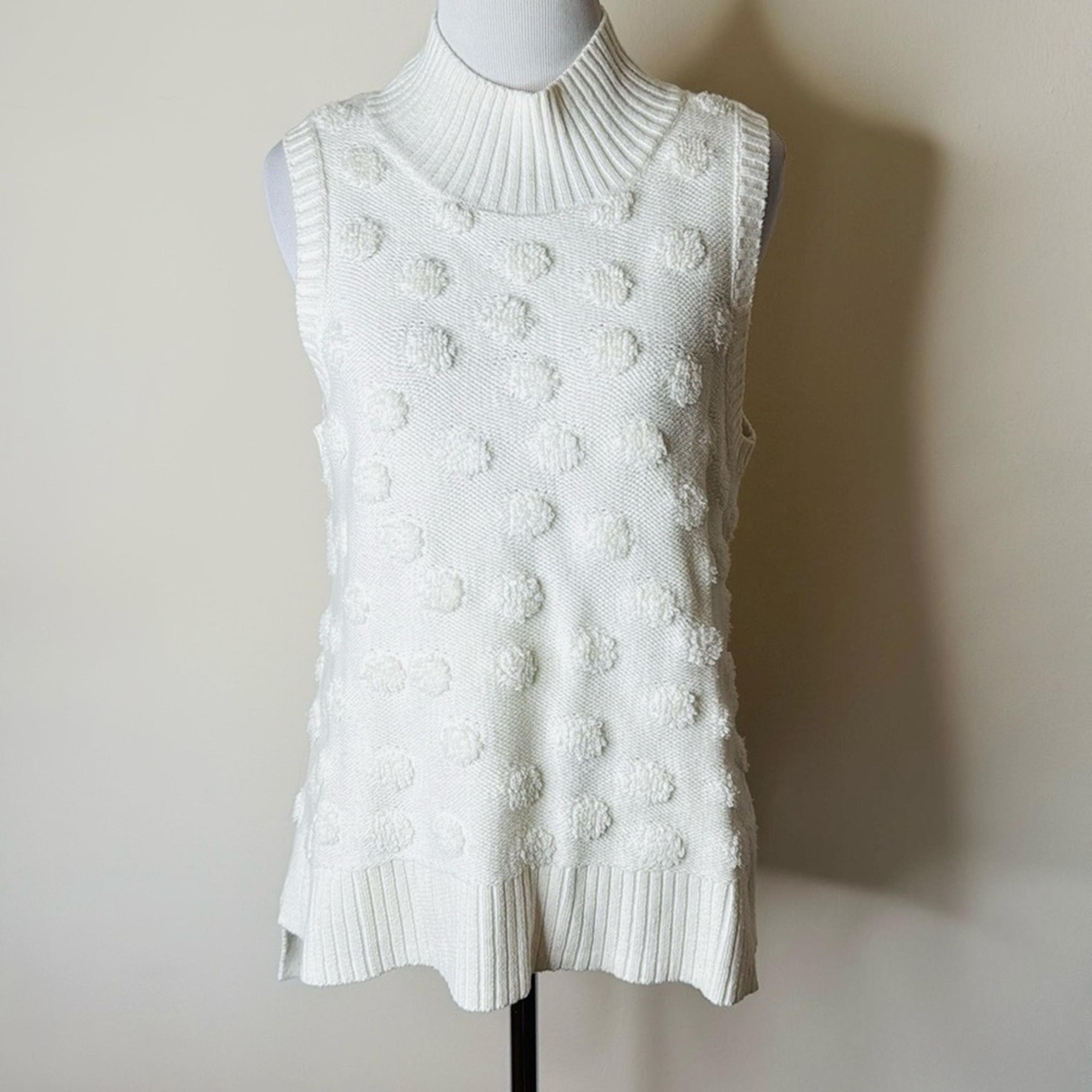French Connection White Sleeveless Turtleneck Sweater