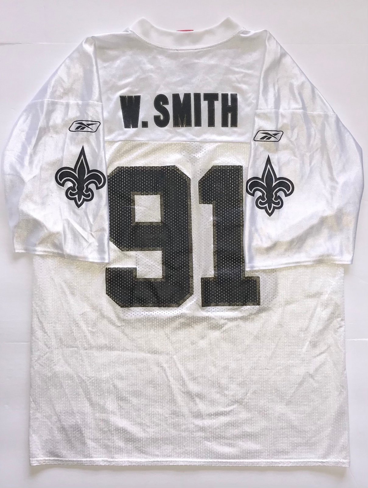 NFL Jersey Mens Size Large Will Smith #91 White Jersey Reebok New Orleans Saints