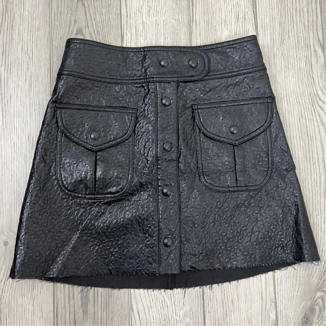 Blank NYC Womens Size 27 Black Hustler Textured Faux Leather Mini NEW Skirt Punk