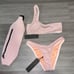 Light Pink sparkle swimsuit set with belt bag