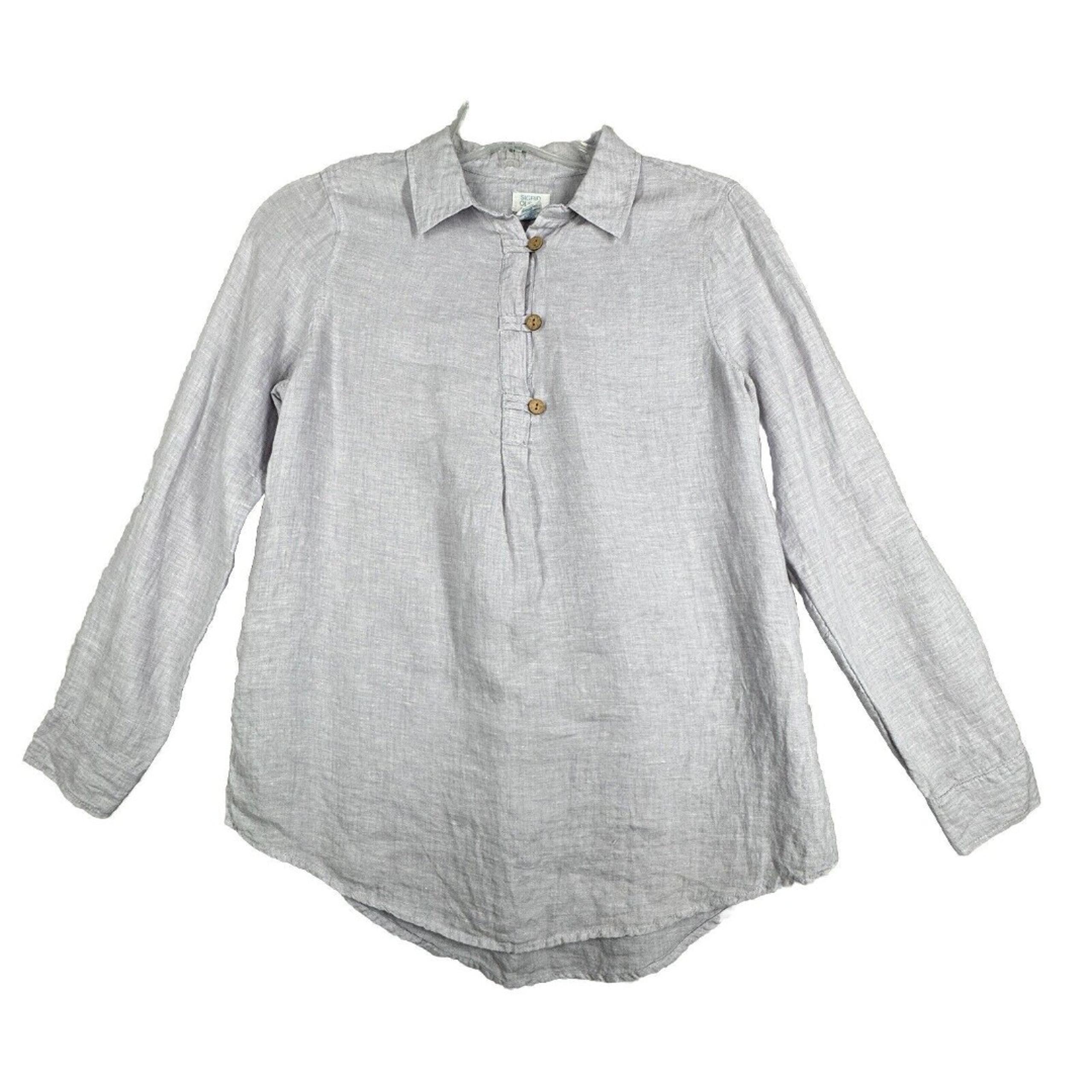 Sigrid Olsen Shirt Womens Small Lilac Linen Tunic Classic Lagenlook Minimalist