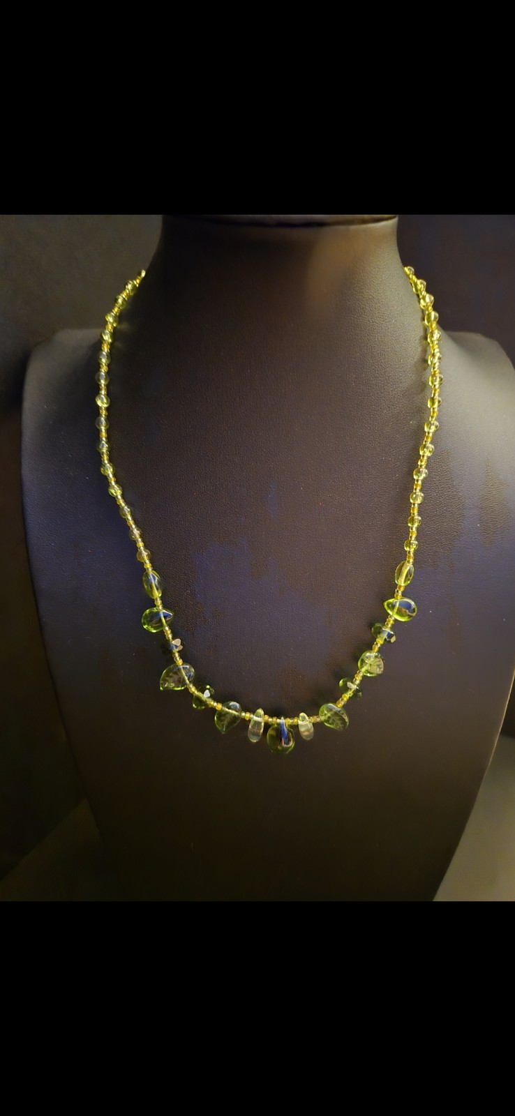 Light green uranium glass or natural peridot vintage choker/Necklace *rare*