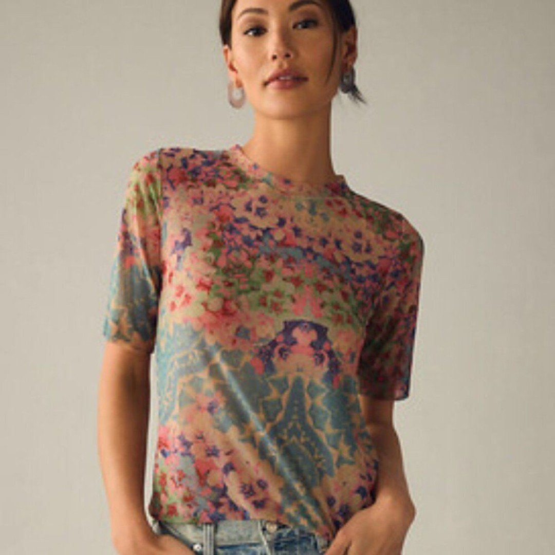NWT Porridge Mesh Half-Sleeve Top