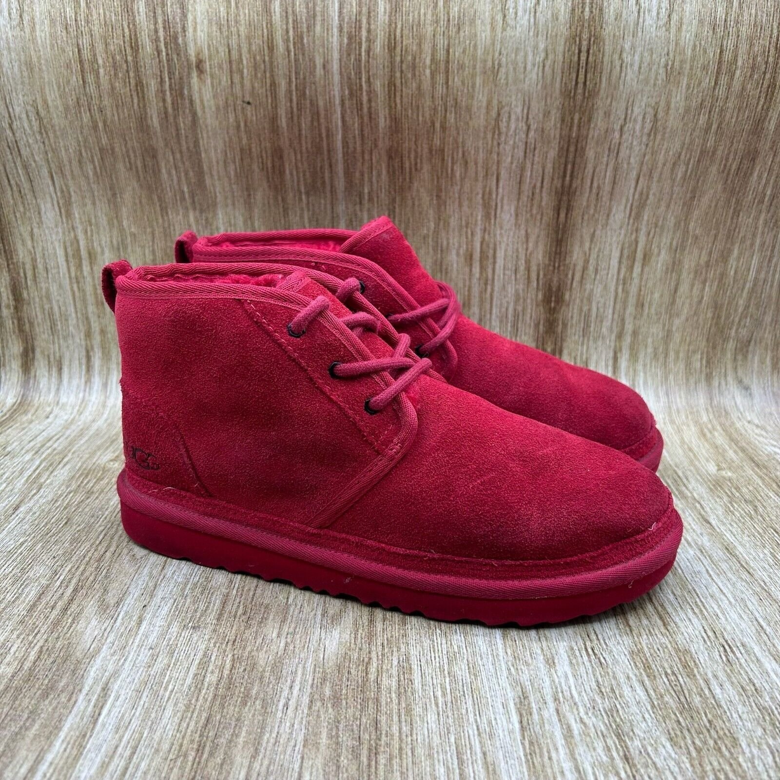 Women's Size 7 Youth 6 - UGG Neumel II Red Suede Slip On Booties Shoes 1017320K