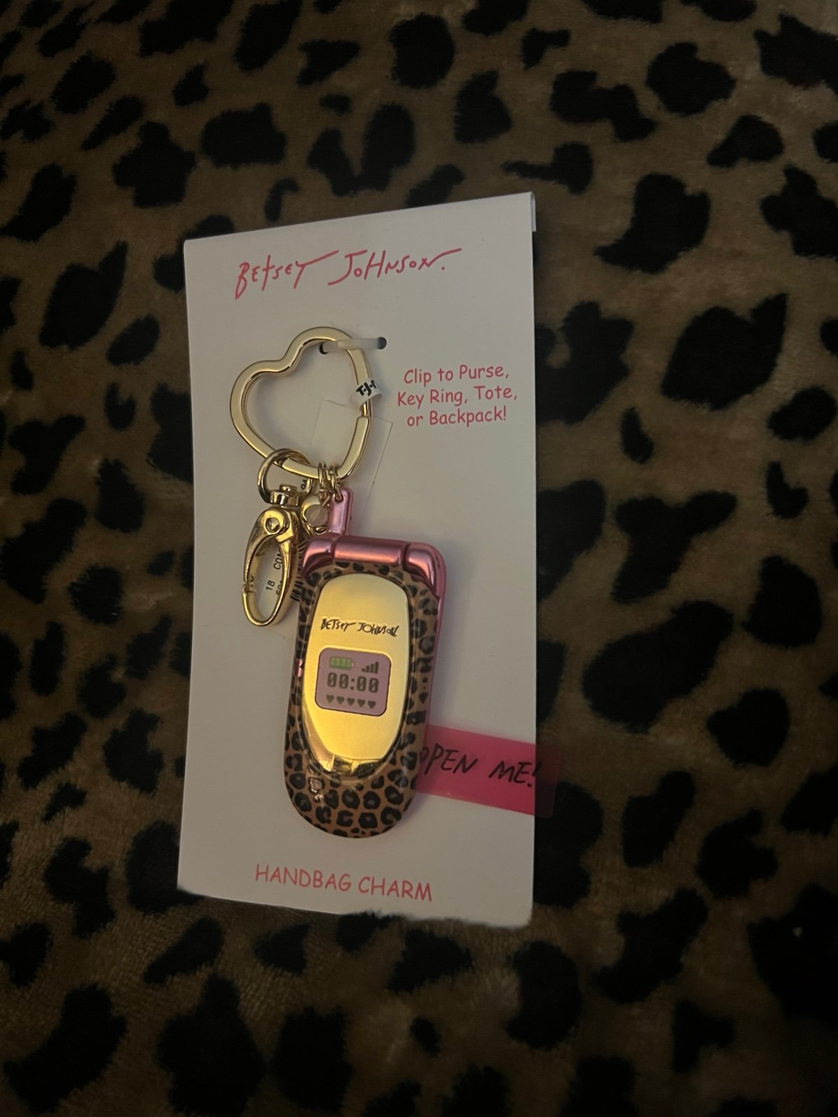 Betsey Johnson y2k flip phone keychain purse charm