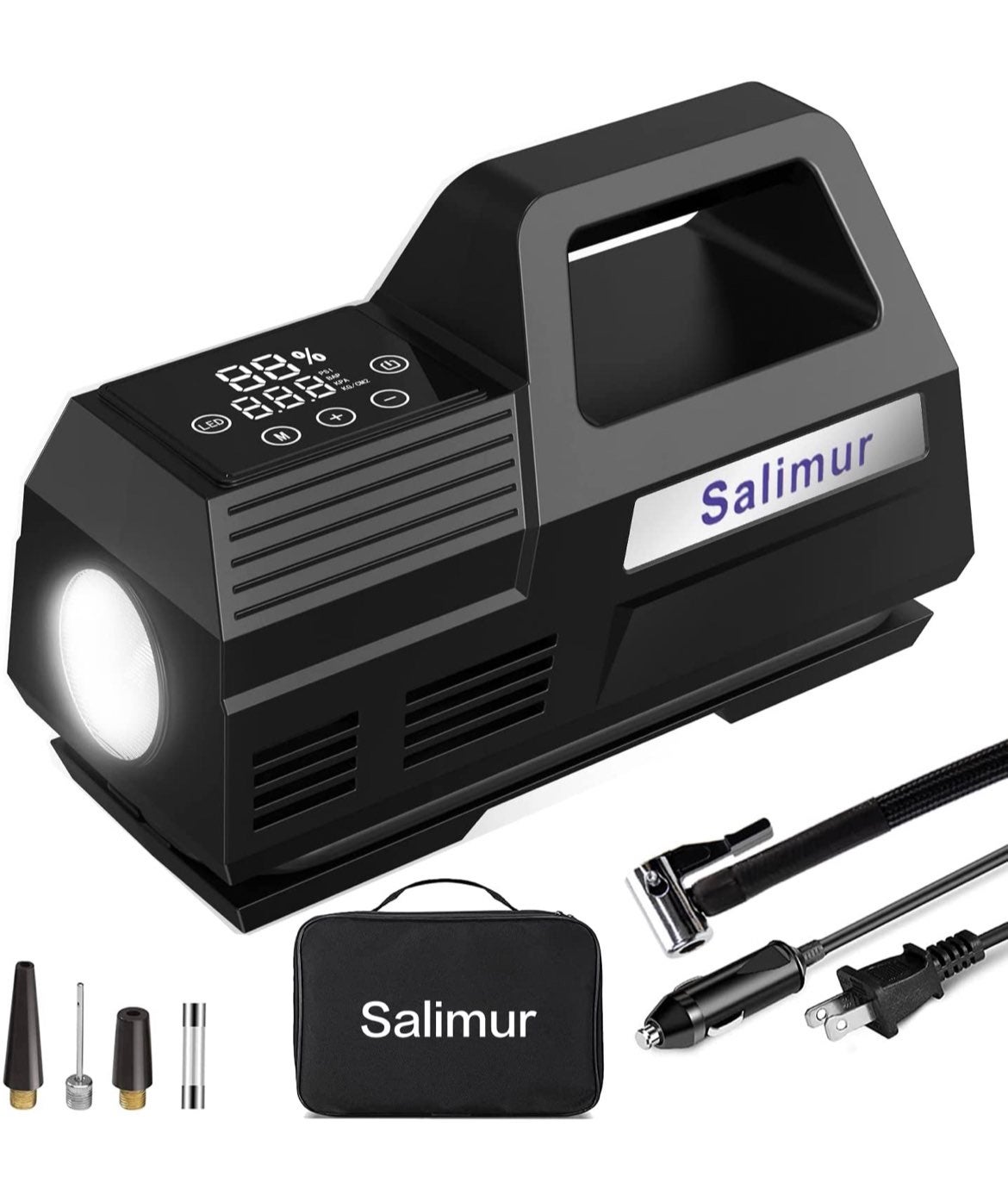 Tire Inflator 12V DC / 110V AC Portable Air Compressor with Digital Pressure Gau