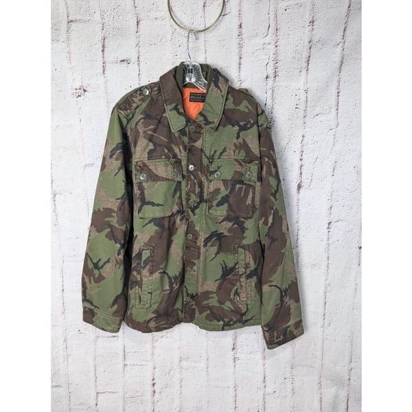 Abercrombie & Fitch Men's Military Camo Lined Jacket Double Closer Sz XL