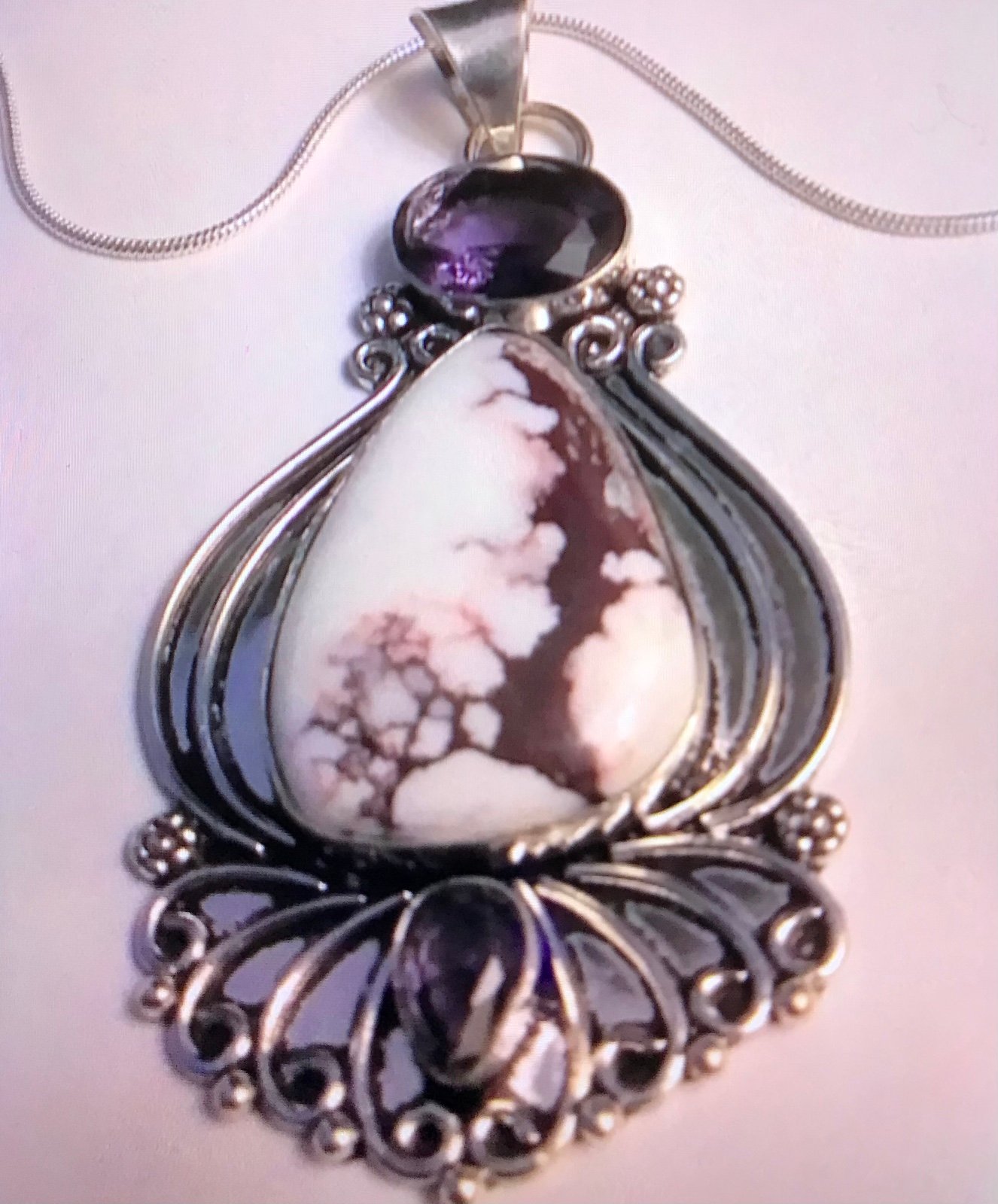 Wild Horse Amethyst 925 Sterling Silver Necklace